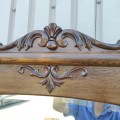 Coiffeuse antique en chêne, bureau avec miroir biseauté - 3