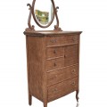 Commode antique en chêne avec miroir pivotant, bureau de chambre à coucher  - 6