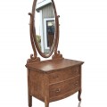 Commode antique en chêne, miroir pivotant, bureau coiffeuse, maquilleuse  - 6