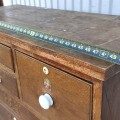 Antique folk art chest of drawers with trout and flowers hand-painted  - 8