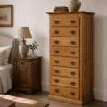 8-drawer wooden tall chest of drawers, brass handles - 2