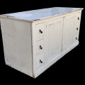 Comptoir antique en pin, parfait comme îlot de cuisine  - 8