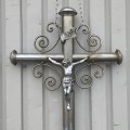 Croix de procession en métal, objet religieux, crucifix  - 2