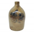 Stoneware jug decorated with blue flower - 1