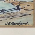 Watercolor painting signed JE Marchand  - 2