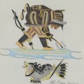Coloured pencil and ink drawing signed - 3
