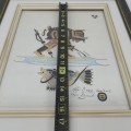 Coloured pencil and ink drawing signed - 4