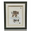 Coloured pencil and ink drawing signed - 1