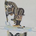Coloured pencil and ink drawing signed Peter Ragee, cape Dorset - 3