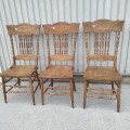 Set of 3 antique press-back chairs  - 2