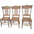 Set of 3 antique press-back chairs  - 1