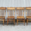 Set of 4 antique press-back chairs  - 4