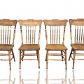 Set of 4 antique press-back chairs  - 1