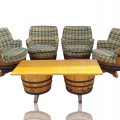 Wooden barrel chairs and table  - 1