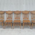 Set of 5 antique press back chairs  - 4
