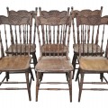 Set of 6 antique pressback chairs  - 1
