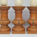 Set of 6 wooden truned candlestick - 3