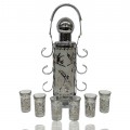 Ensemble à liqueur gravé, 6 verres + carafe, chic rétro - 2