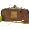 Vintage clock and barometer set in an ornate metal case. - 2