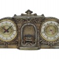 Vintage clock and barometer set in an ornate metal case. - 3