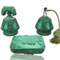 Ensemble de parfumeuses art déco malachite glass, flacons, bouteilles   - 1