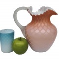 Ensemble de pichet et 6 verres diamond quilted, vaisselle de collection  - 2