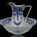 Ensemble de pichet et bol à eau, vaisselle flow blue  - 1