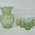 Uranium coin spot opalescent pitcher and glasses  - 2