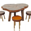 Ensemble de table et 3 bancs rustiques, idéal pour chalet - 1