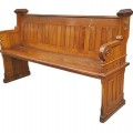 Grand banc d'église ancien en bois - 1