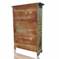 Grande armoire antique en pin, 12 caissons soulevés, clous forgés - 8