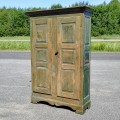Grande armoire antique en pin, 12 caissons soulevés, clous forgés - 9