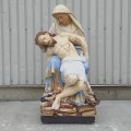 Antique polychrome Pietà statue, Mary & Jesus religious statues - 5
