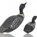 Pair of hand-painted wooden loons — folk art decoys - 2