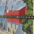 Oil on masonite signed Fleurimont Constantineau, St-Pierre church, île d'Orléans, tableau, peinture   - 2