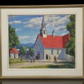 Oil on masonite signed Fleurimont Constantineau, St-Pierre church, île d'Orleans  - 1