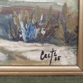Huile sur masonite signée Crete, tableau, peinture  - 2