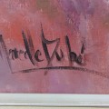 Huile sur toile signée Marcelle Dubé (32'' x 36''), tableau, peinture  - 3