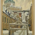 Oil on canvas signed Michel Lapensée, painting (17'' x 24''), L'entrée du fort, Québec - 2