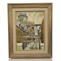 Oil on canvas signed Michel Lapensée, painting (17'' x 24''), L'entrée du fort, Québec - 1