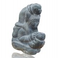 Inuit stone carving of mother and children, full of emotion. - 1