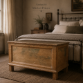 Antique wooden blanket chest, box  - 2
