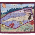 Folk art vintage hooked rug  - 1