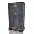 Jolie armoire antique en pin, portes à panneaux creux, recolorée dans le passé - 1