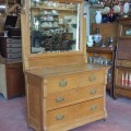 Jolie commode antique en chêne, bureau miroir pour chambre à coucher  - 6