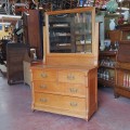 Jolie commode antique en chêne, bureau miroir pour chambre à coucher  - 7