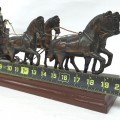 Vintage clock deciorated with metal horses  - 2