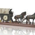 Vintage clock deciorated with metal horses  - 1