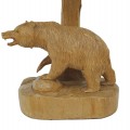 Jolie lampe sculptée en bois, sculpture art populaire, ours sculpté - 2