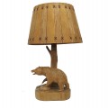 Jolie lampe sculptée en bois, sculpture art populaire, ours sculpté - 1